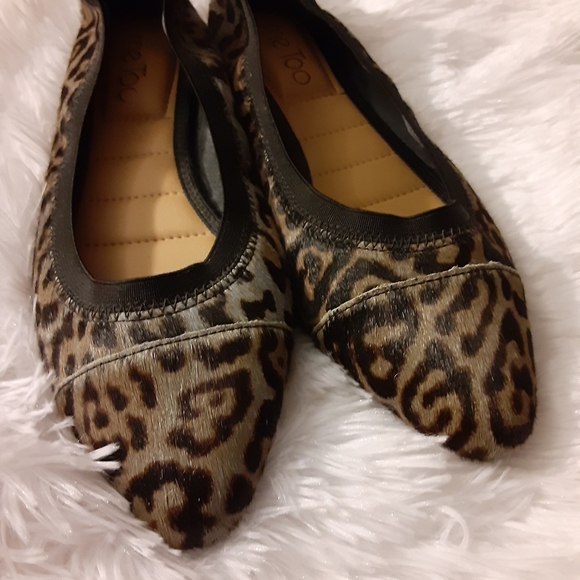 Size 6 Me Too furr leopard printed flat ballet shoes like new - Picture 10 of 16